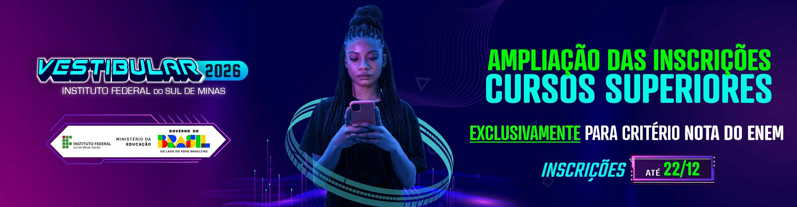 Use a sua nota ENEM em nossos cursos superiores! Inscrições até 22/12